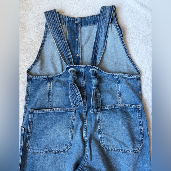 Free People We The Free Fields of Flowers Denim Overalls Women Size Small - Picture 5 of 12